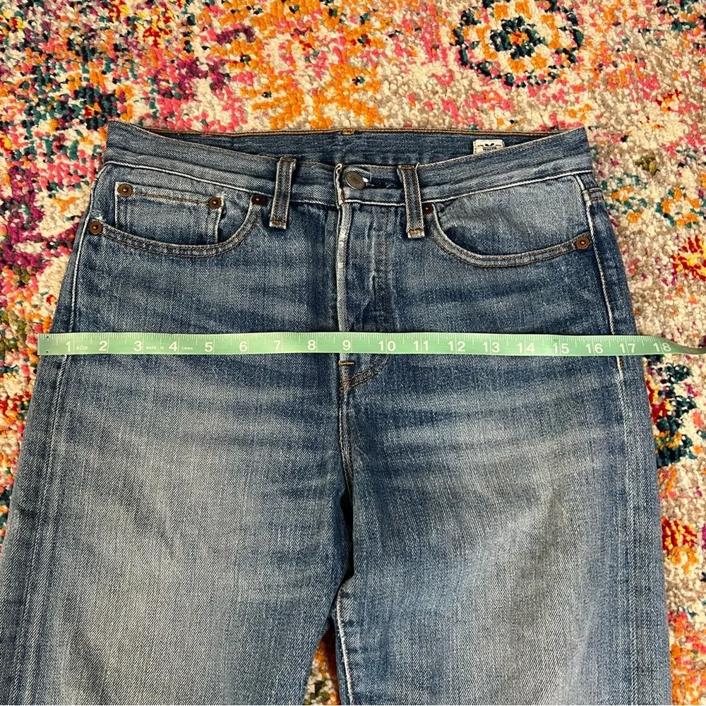 Levi’s White Oak Cone Denim Women’s 27 Blue Jeans Straight Leg Hidden Button Fly